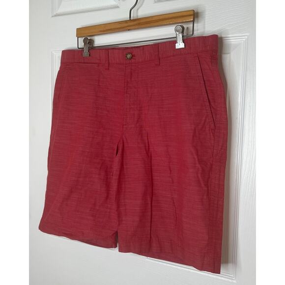 Tommy Hilfiger Men's Striped Red Chino Shorts with Pockets 100% Cotton Size 36 - Picture 3 of 8